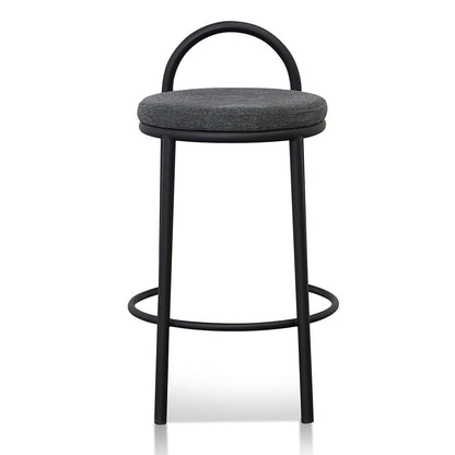 Set of 2 - Mclean 63cm Black Frame Bar Stool - Charcoal Grey