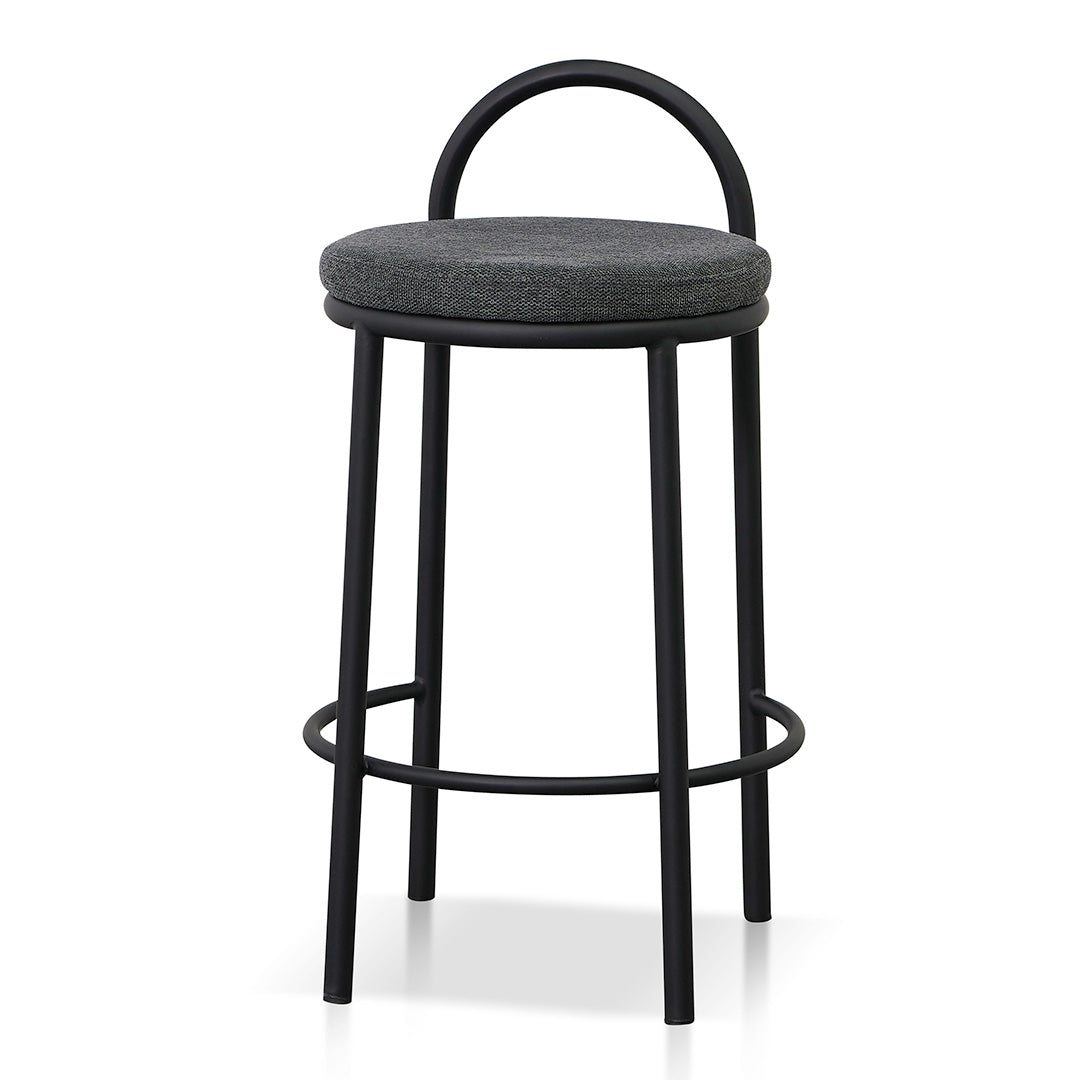 Set of 2 - Mclean 63cm Black Frame Bar Stool - Charcoal Grey