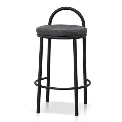 Set of 2 - Mclean 63cm Black Frame Bar Stool - Charcoal Grey