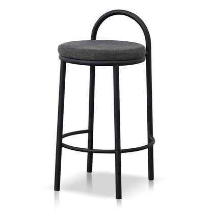 Set of 2 - Mclean 63cm Black Frame Bar Stool - Charcoal Grey