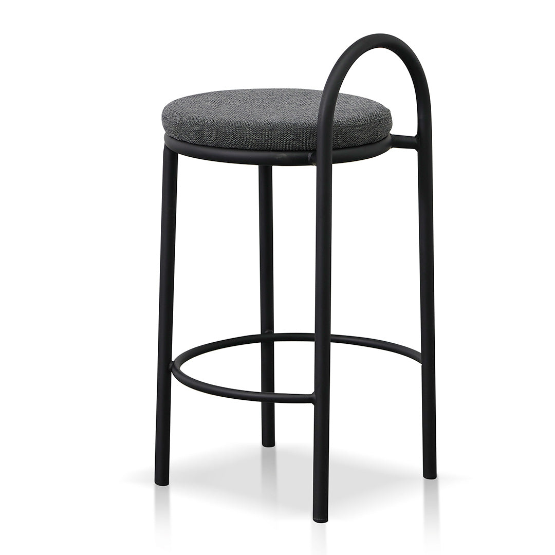 Set of 2 - Mclean 63cm Black Frame Bar Stool - Charcoal Grey