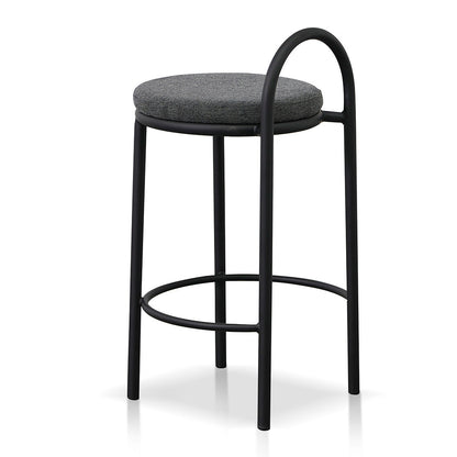 Set of 2 - Mclean 63cm Black Frame Bar Stool - Charcoal Grey