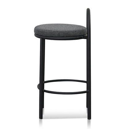 Set of 2 - Mclean 63cm Black Frame Bar Stool - Charcoal Grey