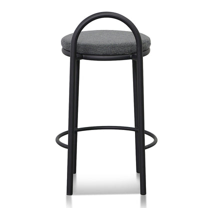 Set of 2 - Mclean 63cm Black Frame Bar Stool - Charcoal Grey