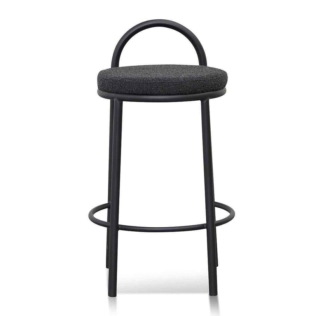 Ex Display - Mclean 63cm Black Frame Bar Stool - Black Boucle