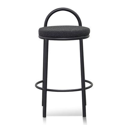 Ex Display - Mclean 63cm Black Frame Bar Stool - Black Boucle