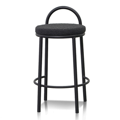 Ex Display - Mclean 63cm Black Frame Bar Stool - Black Boucle
