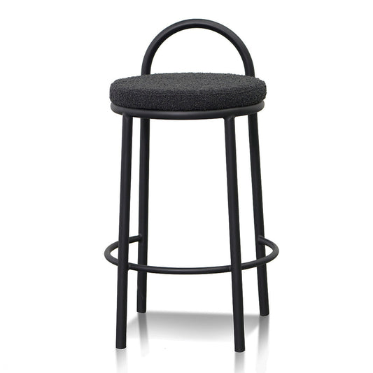 Ex Display - Mclean 63cm Black Frame Bar Stool - Black Boucle