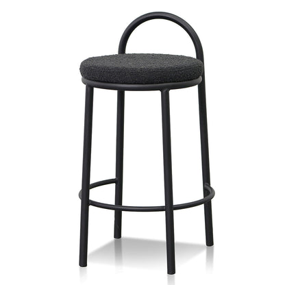 Ex Display - Mclean 63cm Black Frame Bar Stool - Black Boucle