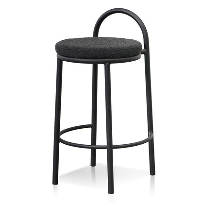 Ex Display - Mclean 63cm Black Frame Bar Stool - Black Boucle