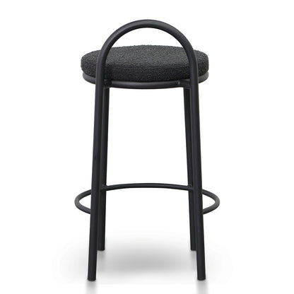Ex Display - Mclean 63cm Black Frame Bar Stool - Black Boucle