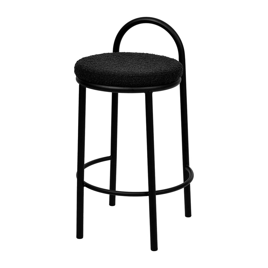 63cm Bar Stool - Black Boucle (Set of 2)