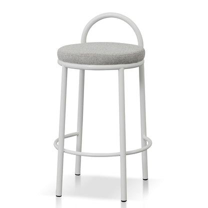 Set of 2 - Mclean 63cm White Frame Bar Stool - Coastal Light Grey