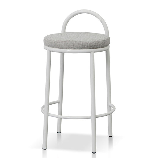 63cm White Frame Bar Stool - Coastal Light Grey (Set of 2)