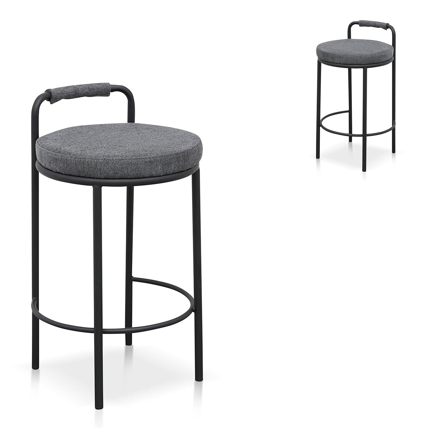 Set of 2 - Karimi 65cm Bar Stool - Charcoal Grey