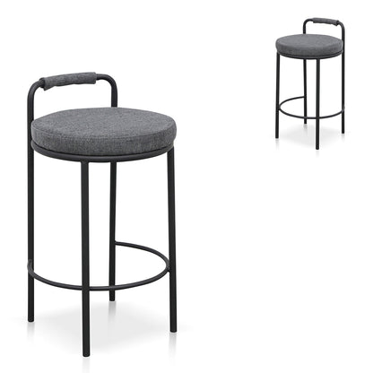 Set of 2 - Karimi 65cm Bar Stool - Charcoal Grey