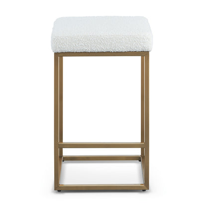 Adela Daisy White Boucle Bar Stool - Brushed Gold Base