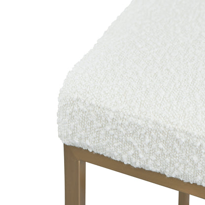 Adela Daisy White Boucle Bar Stool - Brushed Gold Base