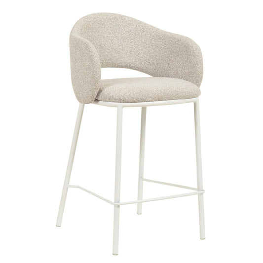 Ex Display - Mani 65cm White Bar Stool - Clay Grey
