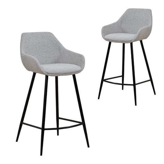 Set of 2 - Cody 68cm Fabric Bar Stool - Spec Grey