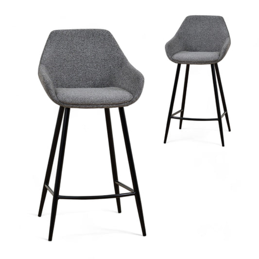 Set of 2 - Cody 68cm Fabric Bar Stool - Spec Charcoal