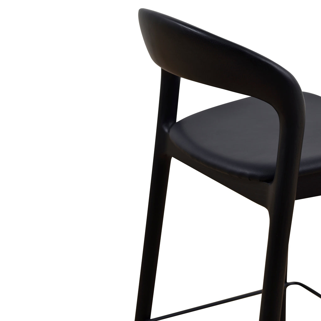 Set of 2 - Caspar 65cm Bar Stool - Full Black
