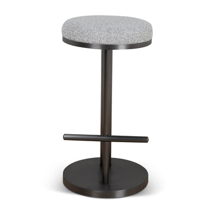 Jovan 68cm Brush Black Bar Stool - Silver Grey Boucle