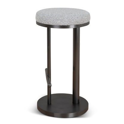 Jovan 68cm Brush Black Bar Stool - Silver Grey Boucle