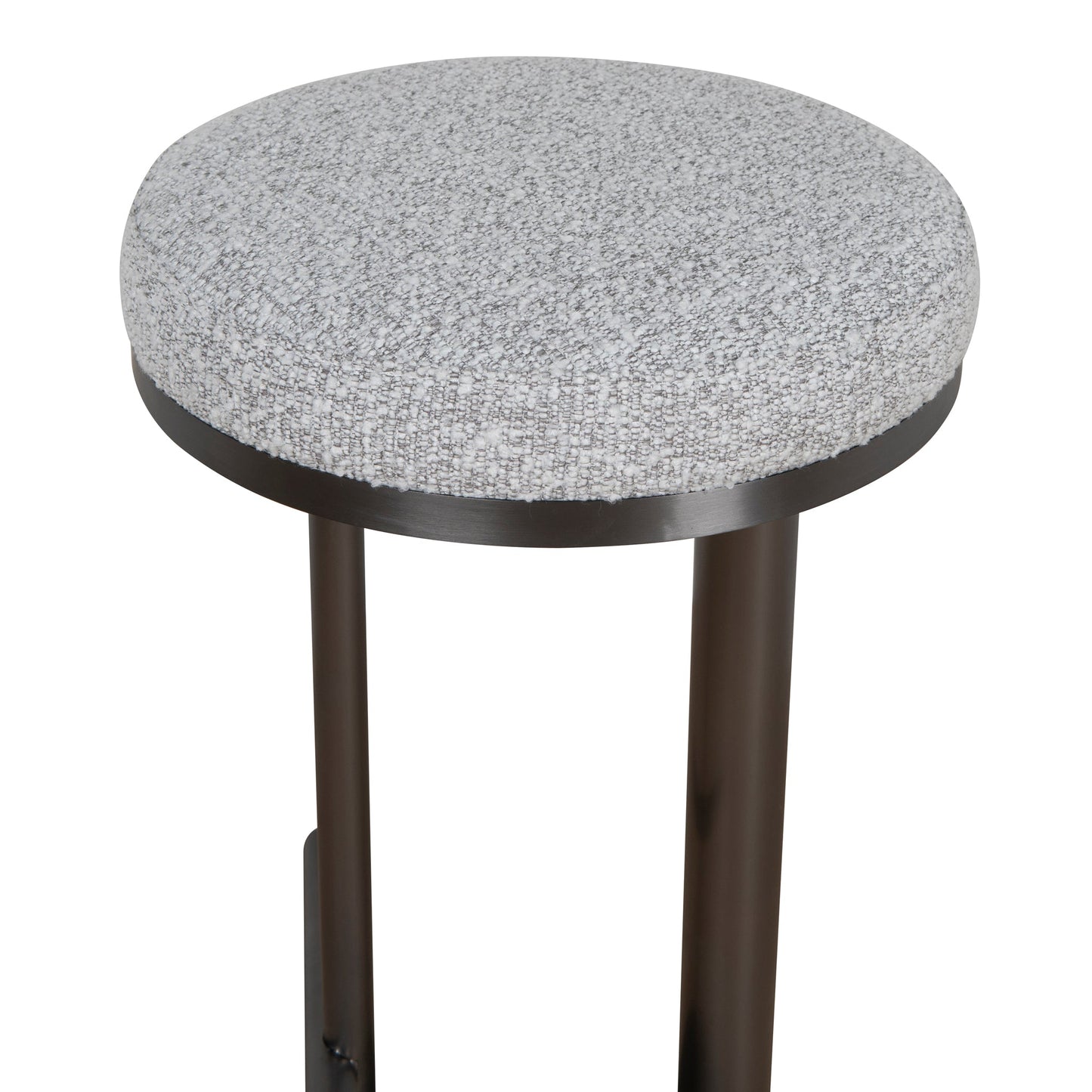 Jovan 68cm Brush Black Bar Stool - Silver Grey Boucle