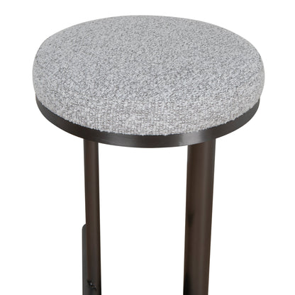 Jovan 68cm Brush Black Bar Stool - Silver Grey Boucle