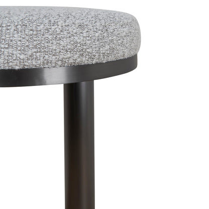 Jovan 68cm Brush Black Bar Stool - Silver Grey Boucle