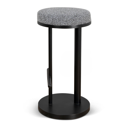 Jovan 68cm Matte Black Bar Stool - Graphite Grey Boucle
