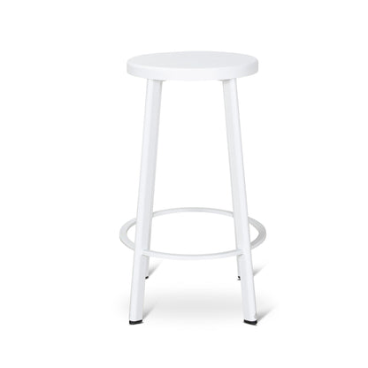 Set of 2 - James 65cm Timber Seat Bar Stool - White
