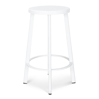 Set of 2 - James 65cm Timber Seat Bar Stool - White