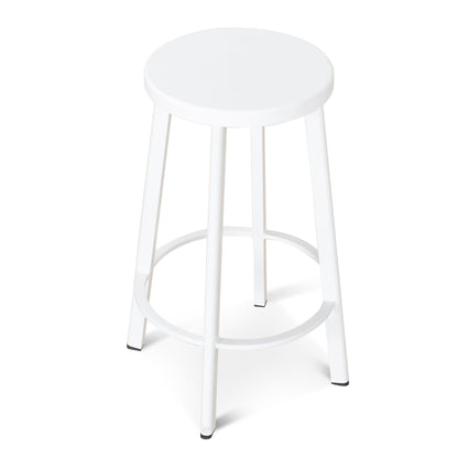 Set of 2 - James 65cm Timber Seat Bar Stool - White