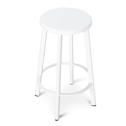 65cm Timber Seat Bar Stool - White (Set of 2)
