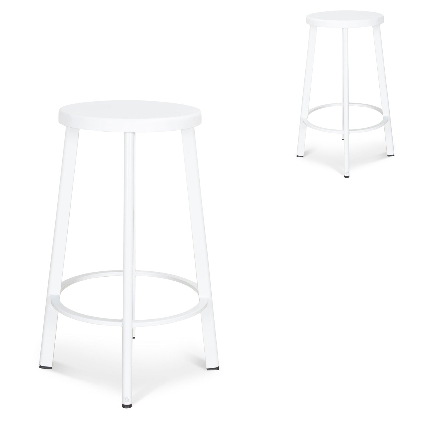 Set of 2 - James 65cm Timber Seat Bar Stool - White