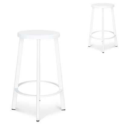 Set of 2 - James 65cm Timber Seat Bar Stool - White