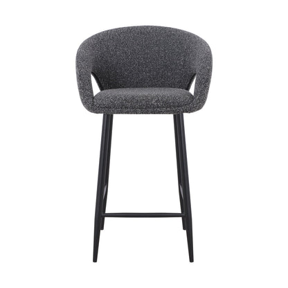 Set of 2 - Albinus 65cm Bar Stool - Anthracite Grey Boucle