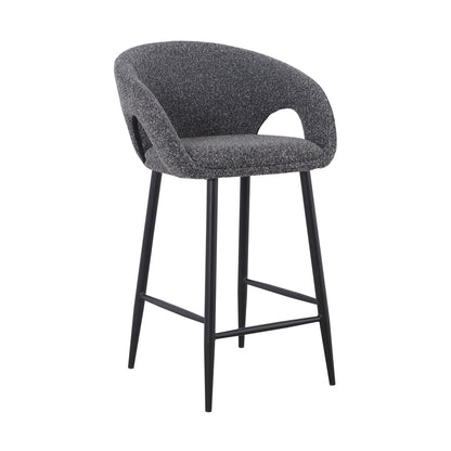 Set of 2 - Albinus 65cm Bar Stool - Anthracite Grey Boucle