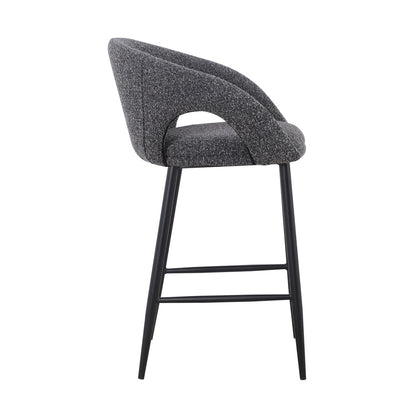 Set of 2 - Albinus 65cm Bar Stool - Anthracite Grey Boucle