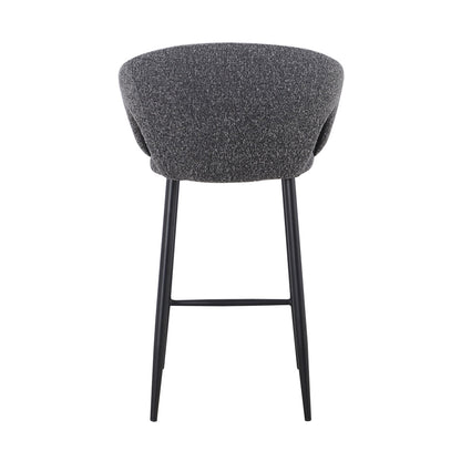 Set of 2 - Albinus 65cm Bar Stool - Anthracite Grey Boucle