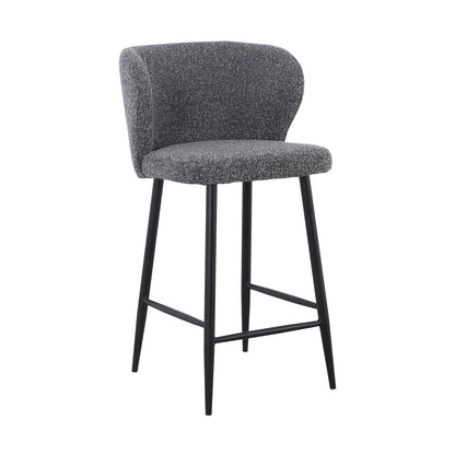 Set of 2 - Perkins 65cm Bar Stool - Anthracite Grey Boucle