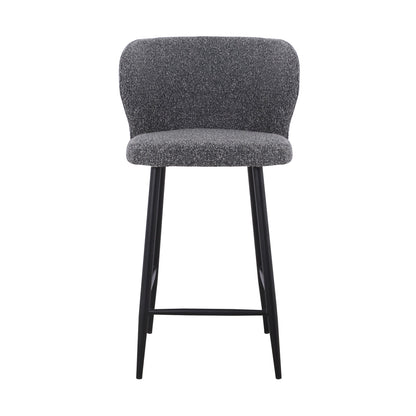 Set of 2 - Perkins 65cm Bar Stool - Anthracite Grey Boucle