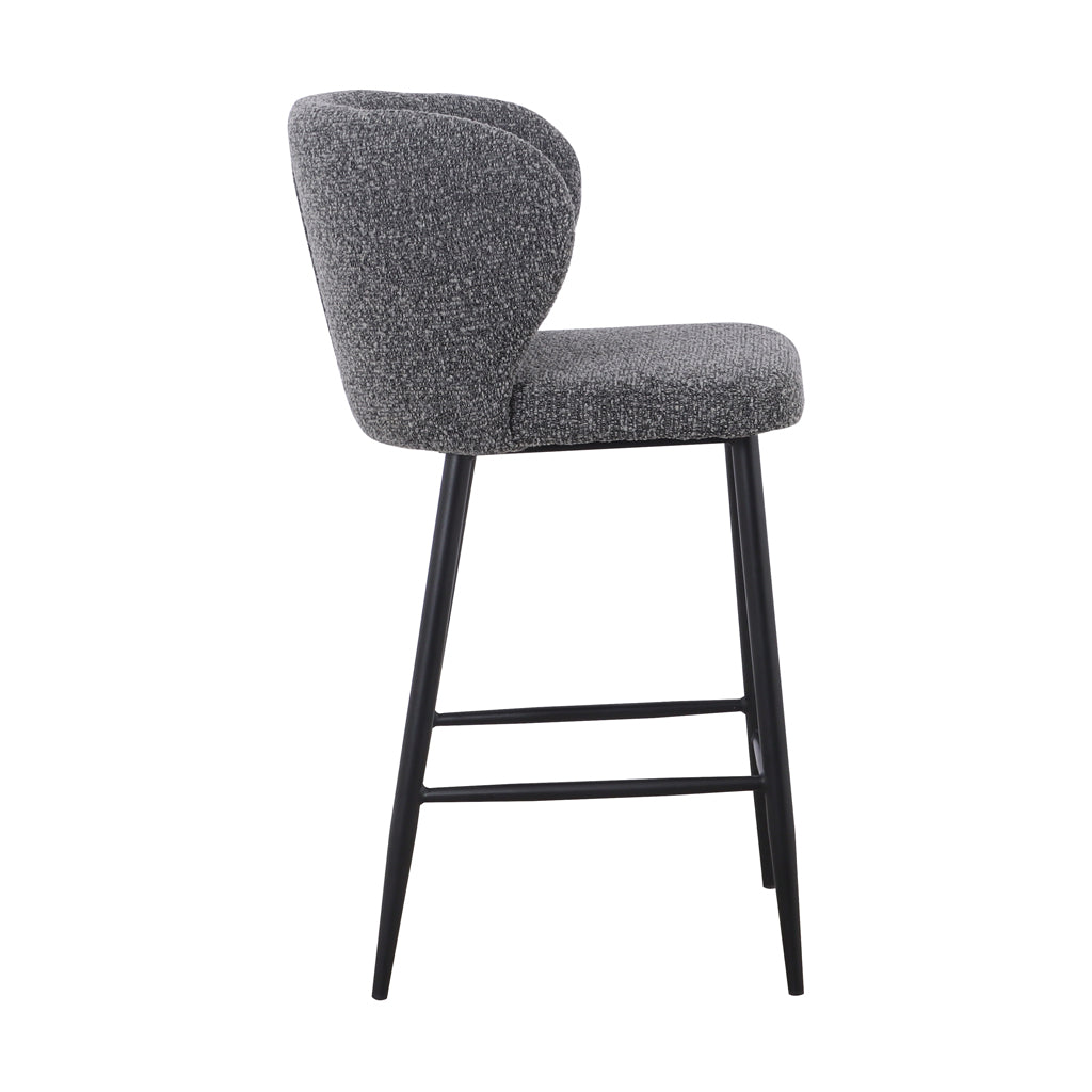 Set of 2 - Perkins 65cm Bar Stool - Anthracite Grey Boucle