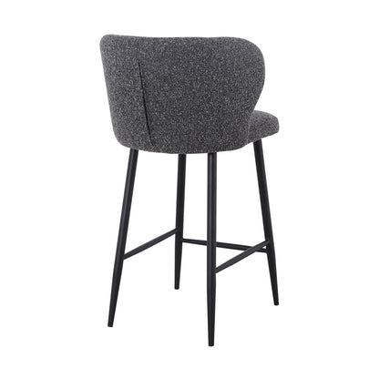 Set of 2 - Perkins 65cm Bar Stool - Anthracite Grey Boucle