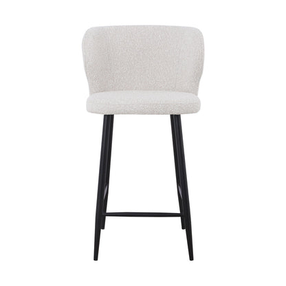 Set of 2 - Perkins 65cm Bar Stool - Pearl Grey Boucle