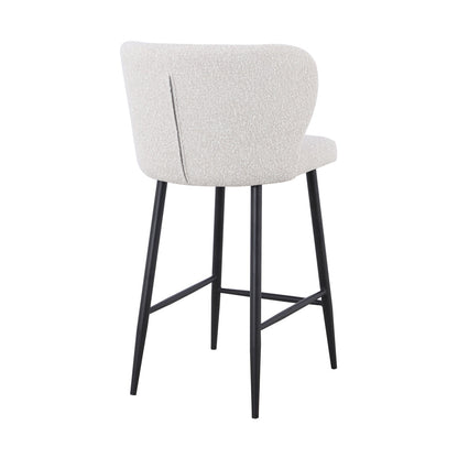Set of 2 - Perkins 65cm Bar Stool - Pearl Grey Boucle