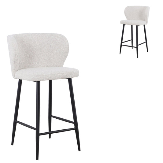 Set of 2 - Perkins 65cm Bar Stool - Pearl Grey Boucle