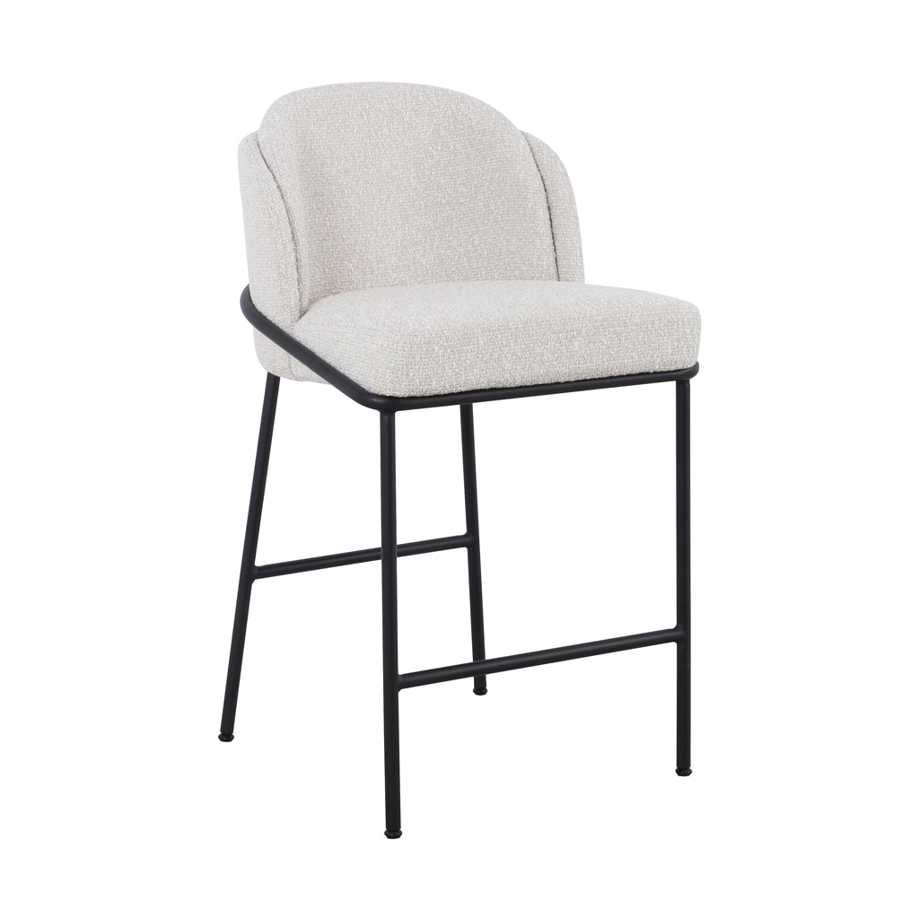 Ex Display - Abiram 65cm Bar Stool - Pearl Grey Boucle